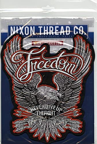 Freedom Eagle Patch 11 | לעולם אל תוותרו על הקטטה ברזל רקום גדול על טלאי הכנפיים הפטריוטיות לגברים ונשים - מאת NTC